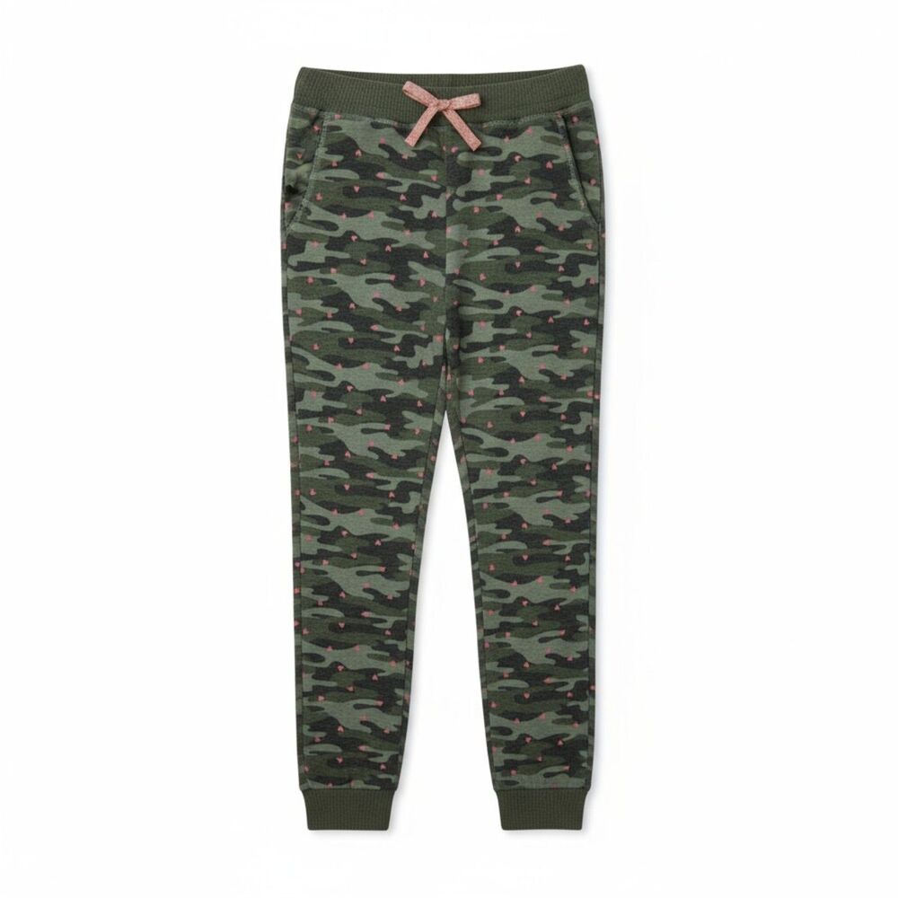 Girls Camo Jogger Pants Size M by Epic Threads – Green Camouflage with Pink Bow